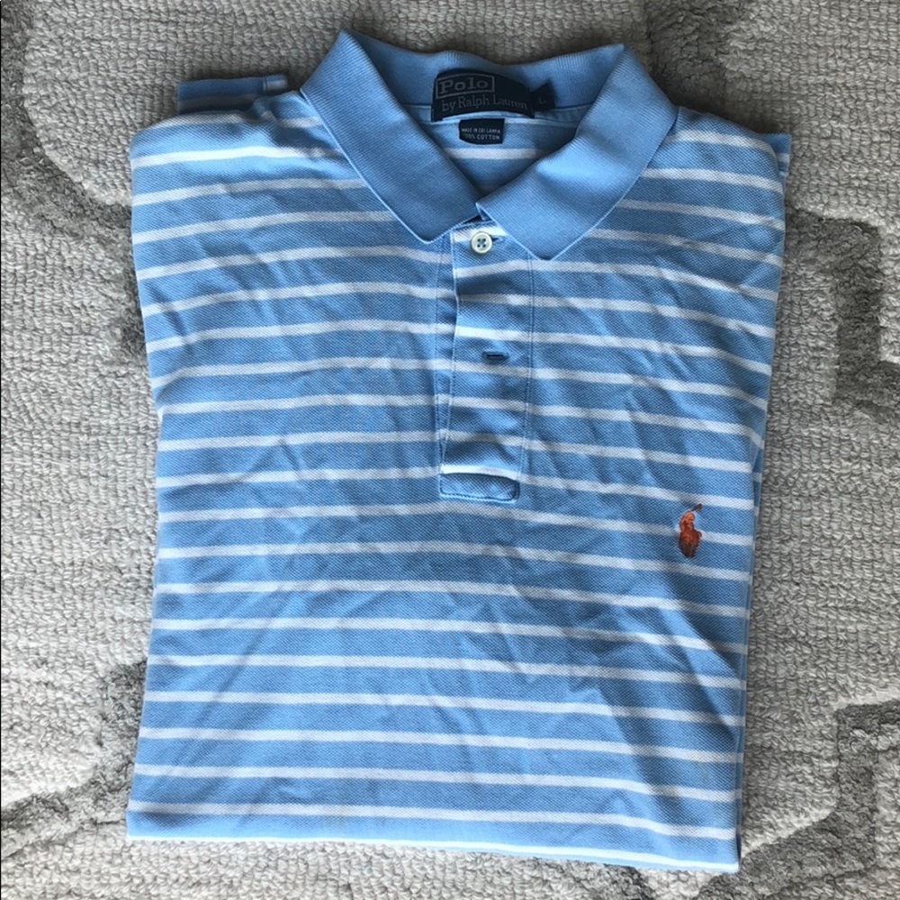 Striped Ralph Lauren Polo size Large Light Blue